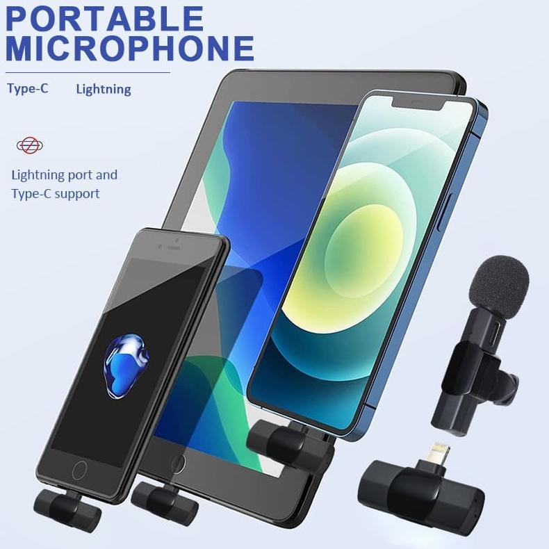 CUCI GUDANG PROMO TERBARU WIRELES CLIP-ON MINI PORTABLE MICROPHONE TYPE C DAN IPHONE