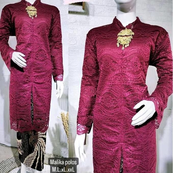 Setelan Kebaya Modern Tunik Brokat Busui Resleting depanKerah Shanghai Bahan Brokat Tille Premium Ba