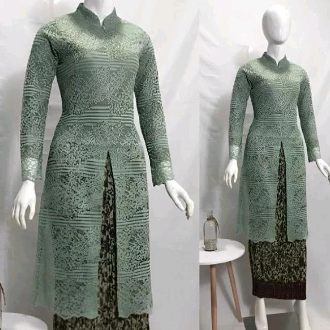 Setelan Kebaya Tunik Brukat Kurung Busui Kebaya Tunik Brokat Kancing Depan Atasan Kebaya Tunik Malik