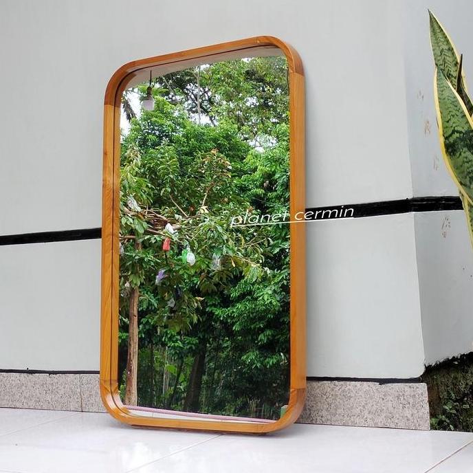 CERMIN KOTAK 50 x 80 / CERMIN DINDING KAYU JATI / KACA WASTAFEL