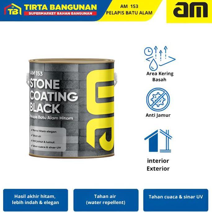 AM 153 CAT PELAPIS PELINDUNG BATU ALAM BLACK GLOSSY ANTI JAMUR 2,5LT