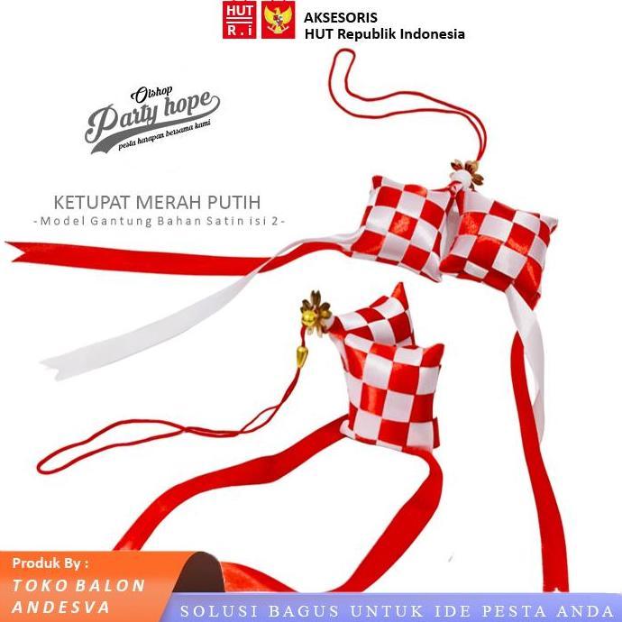 [Isi 12] Hiasan Ketupat Gantung Merah Putih / Ketupat Gantung Hiasan Mobil / Ketupat Aksesoris Hut R
