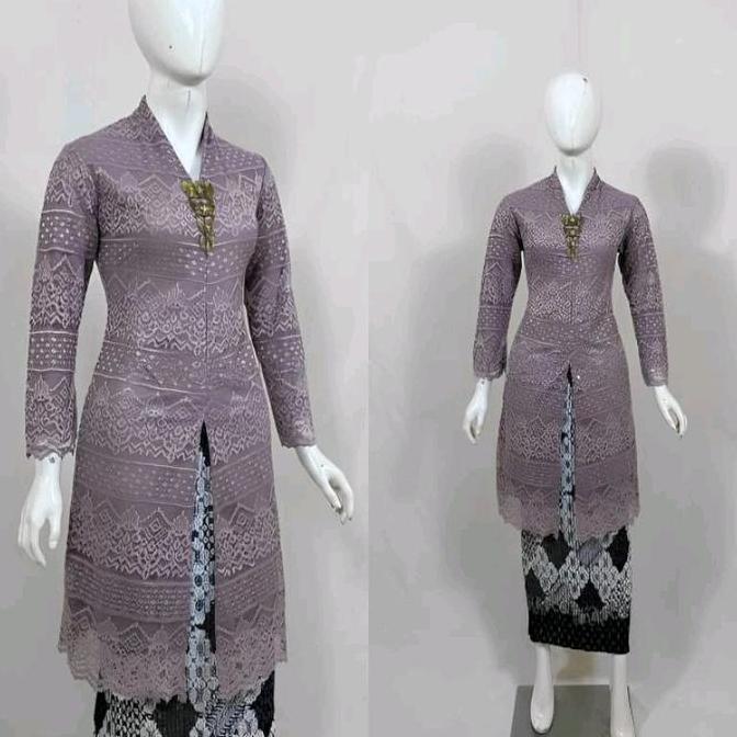 Setelan Kebaya Tunik Brukat Kurung Busui Kebaya Tunik Brokat Kancing Depan Kebaya Tunik Malika  Keba