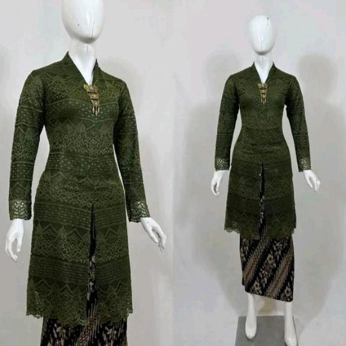 Atasan Kebaya Tunik Brukat Kurung Busui Modern Kebaya Tunik Brokat Kancing Depan Atasan Kebaya Tunik