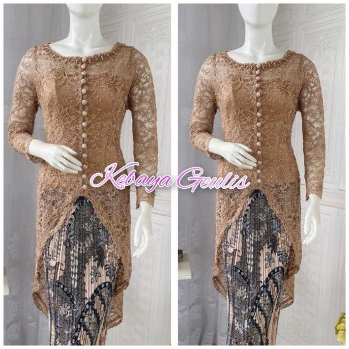 atasan kebaya brukat kerah sabrina model pinguin