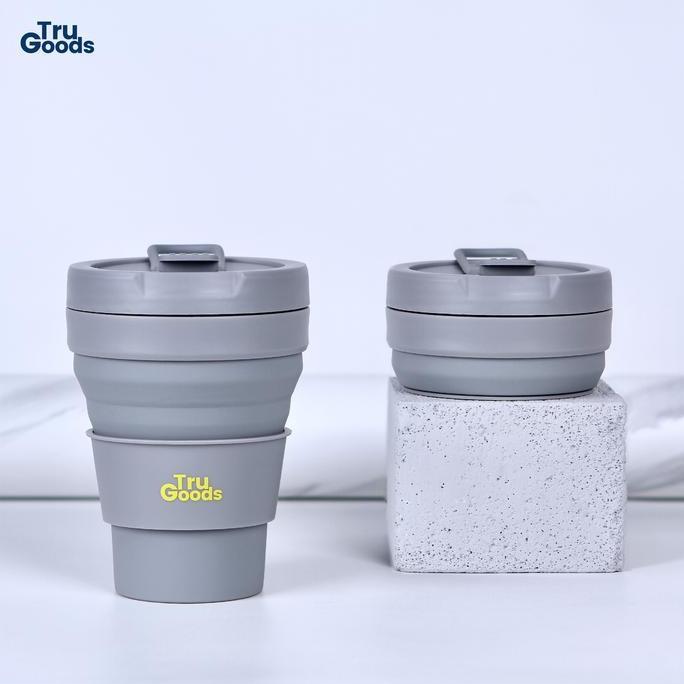 Foldable Cup Premium Tru Goods / Gelas Kopi Lipat 475 ML - Grey