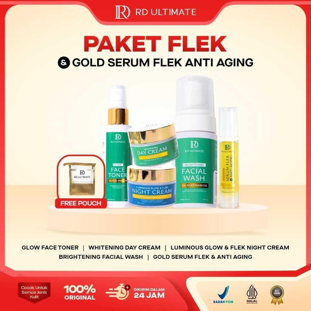 Cream Rd Ultimate - Paket Flek Free Serum Gold Untuk Atasi Noda Hitam Pada Wajah Dan Anti Aging