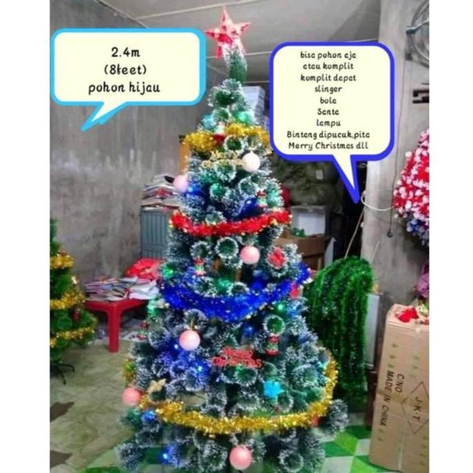 Terlaris Pohon Natal 8Feet (2,4M) Hijau,Ungu,Putih , Komplit Baca Keterangan