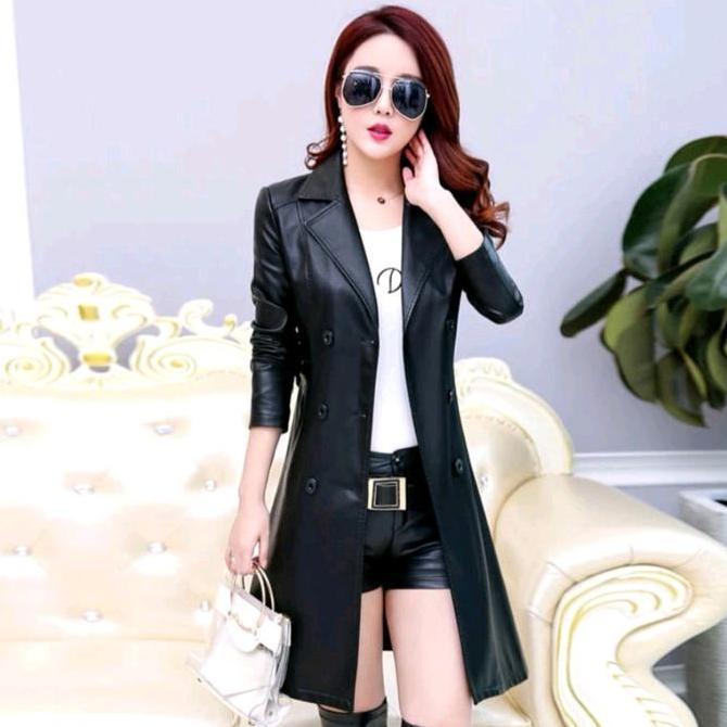 jaket semi kulit wanita/jaket semi jubah wanita/blazer wanita/jaket gaya korea Musim dingin