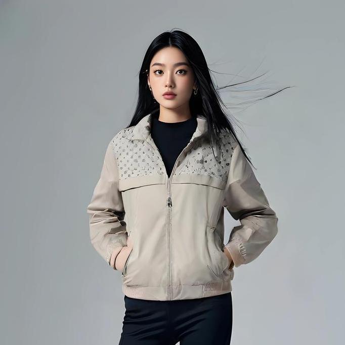 Whyme Jaket Sailor Wanita Zipper Parasut Ritsleting