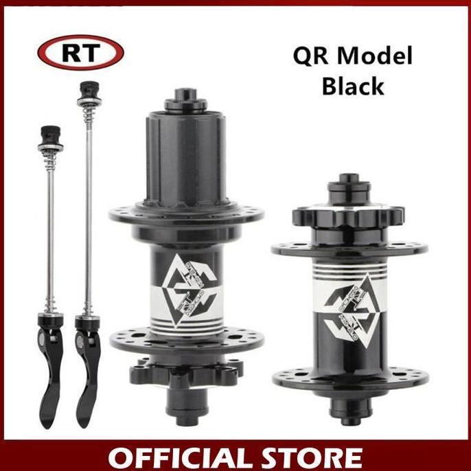 Promo RT Sepasang Hub Freehub Depan Belakang Hitam 32H QR 7 Bearing Jangkrik Diskon