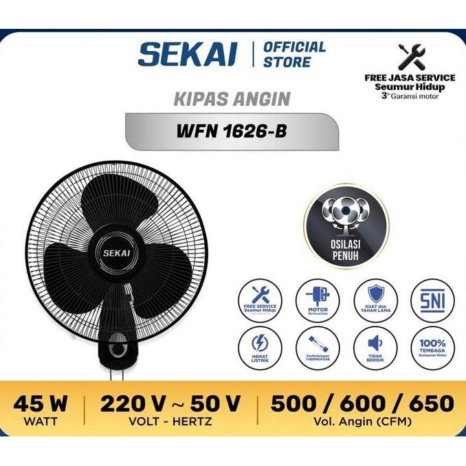 SEKAI Kipas Angin Wall Fan 16" - WFN 1626 WFN1626