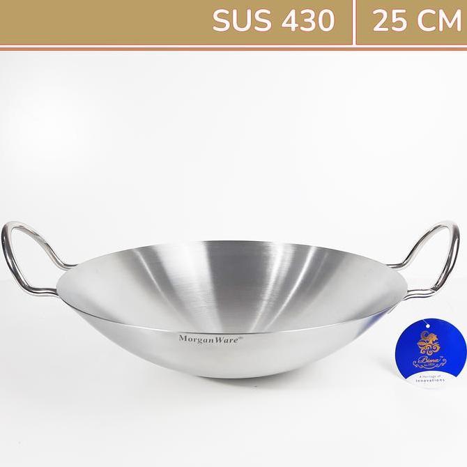 Wajan Wok Stainless BIMA 25cm Kuali / Penggorengan Stainless Steel SUS 430 - MorganWare
