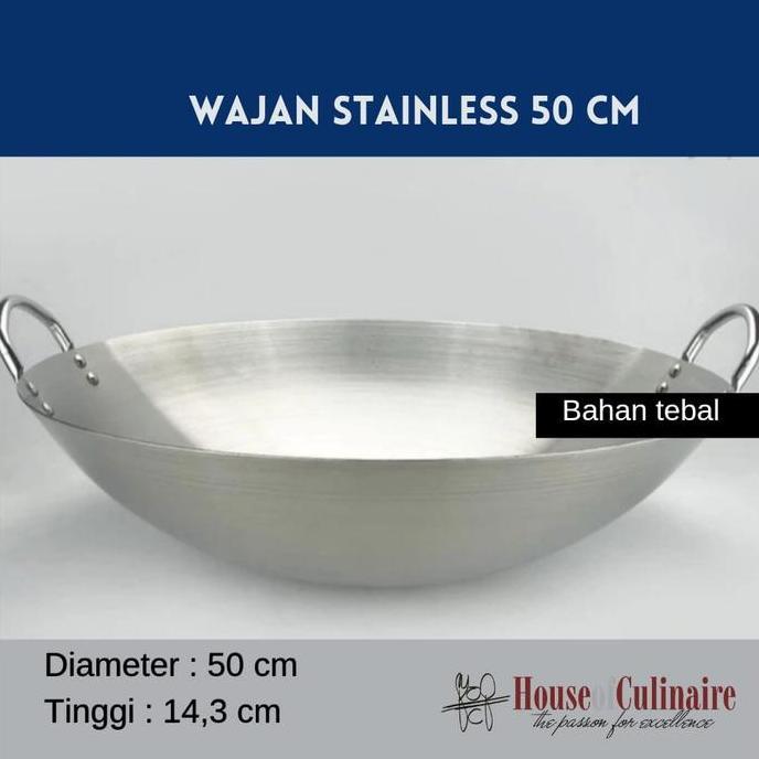 Wajan Stainless Steel 50 cm Wajan Penggorengan Wok Kuali