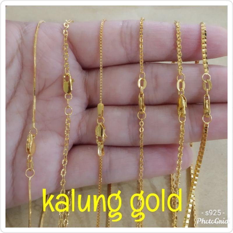 Perak925_ Kalung Wanita Perak925 Asli Lapis Emas Kuning /Kalung Gold Klgb