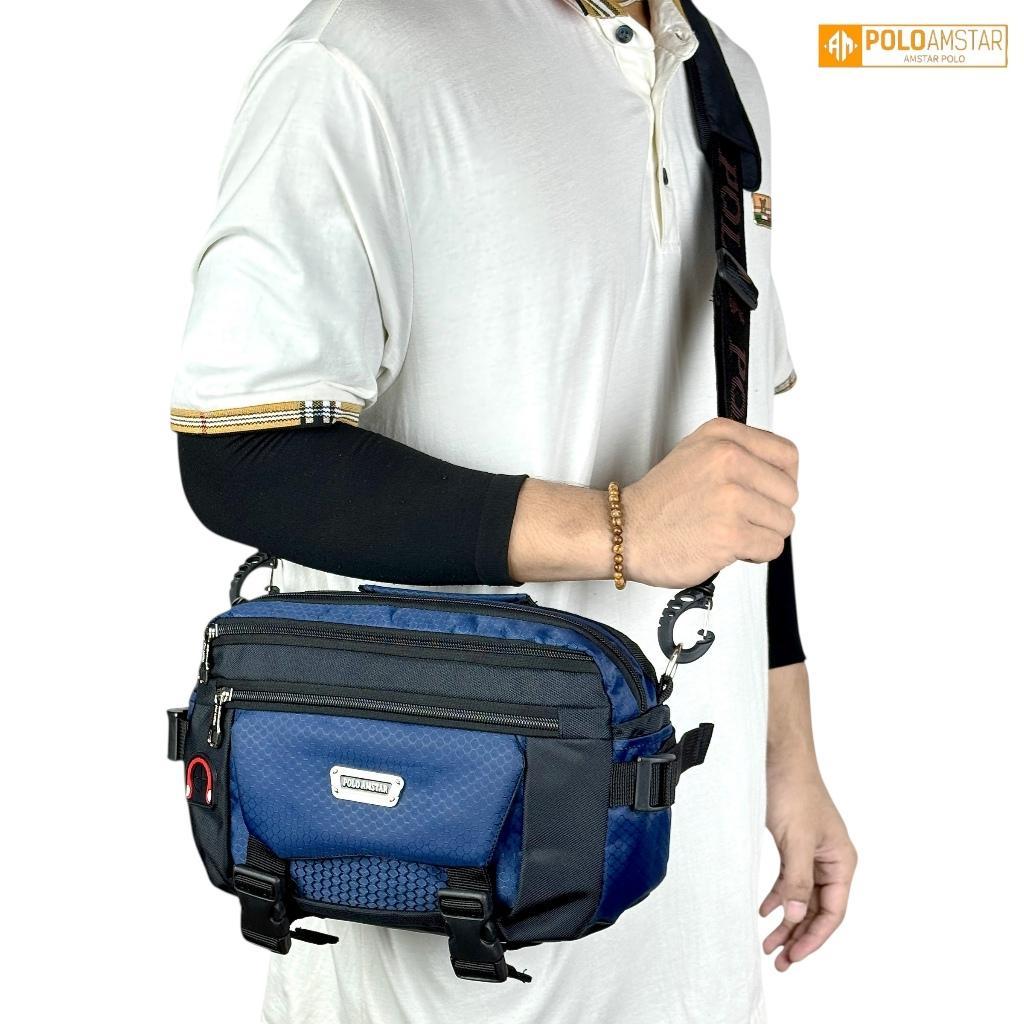 Tas Selempang Pria Polo Amstar  Slingbag Tas Kerja  Kuliah Sekolah Simple Ukuran Size Besar