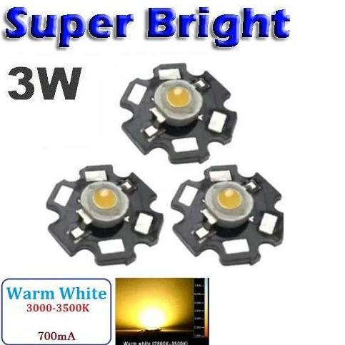 +PCB HIGH POWER LED 3W WARM WHITE EMITTER BEAD - BIJI LED SUPER BRIGHT 3 WATT KEKUNINGAN WARM WHITE