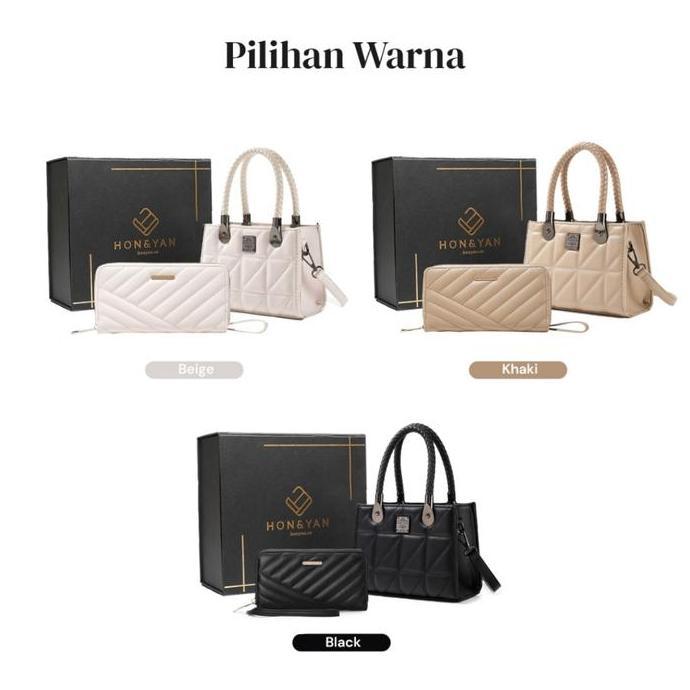Sylviaori- Honyan Plus Tas Wanita Caroline Gift Set Tas Selempang Wanita Slingbag Gift Set 2In1 Prem