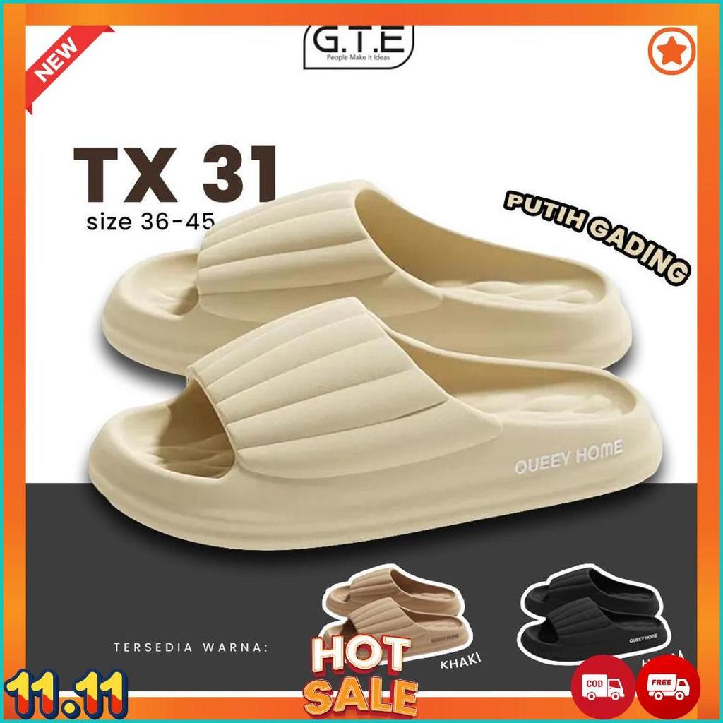 Original Gte || V-Tx31 Sandal Pria Wanita Karet Jelly/ Sendal Flat Selop Rumah/ Sandal Empuk/ Sandal