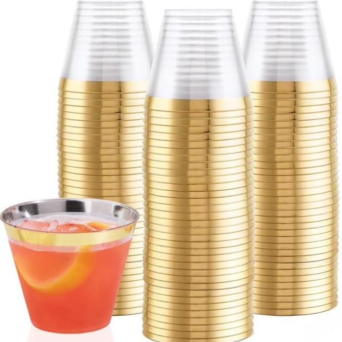 VEXANAF 10pcs Gelas Plastik Bening Transparant Gelas Plastik Kecil Unik Seperti Kaca Untuk Minuman J