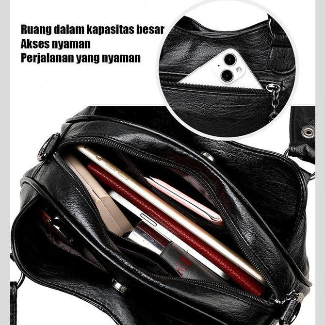 Sylviaori- Tas Selempang Wanita Kulit Bertingkat Yang Fashionable, Tas Perjalanan Portabel