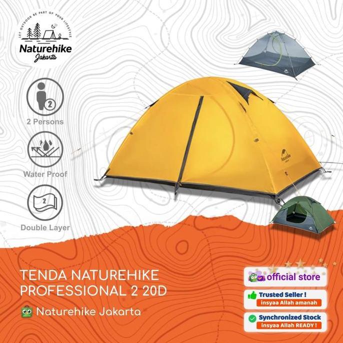 Terlaris Tenda Professional 2 20D Naturehike Nh15Z006-P 2P Orang Camping