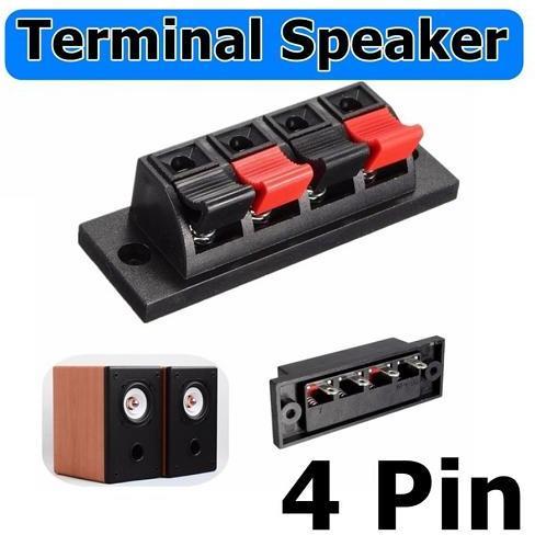 TERMINAL KABEL SPEAKER JEPIT BESAR 4 PIN MODEL JEPIT SOKET PER AMPLIFIER MERAH HITAM DUDUKAN BOX SPE