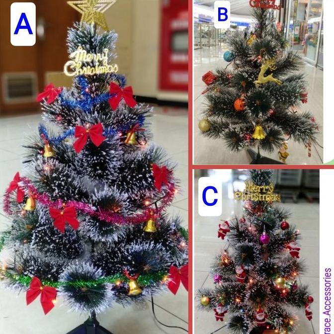 Pohon Natal 60 Cm Paket Aksesoris Lampu Pohon Natal Kecil Mini Meja