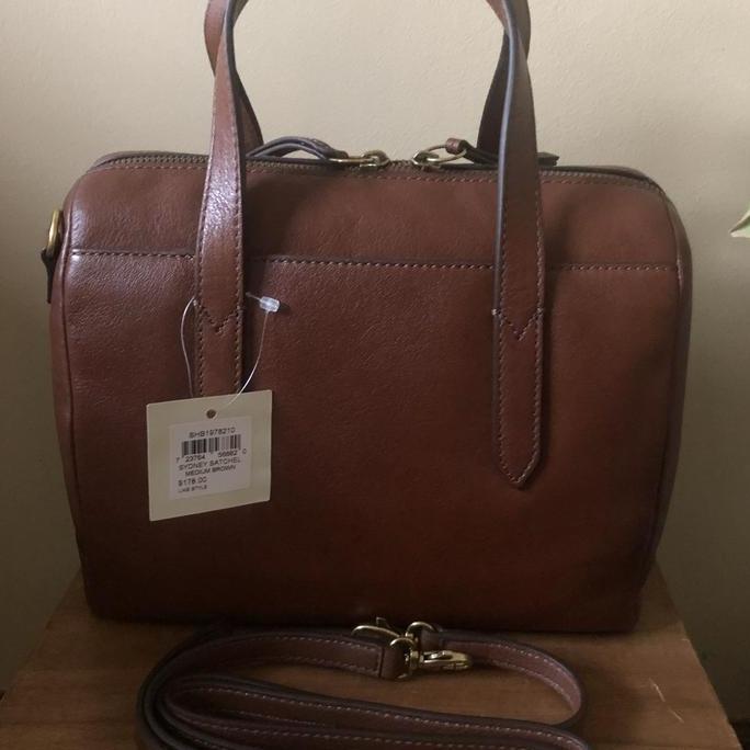 NWT Tas Fossil Sydney Satchel Medium Brown