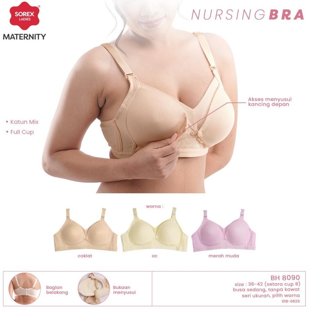 Sorex Bra Menyusui Tanpa Kawat Full Cup B Kait 4 Bukaan Depan Katun Mix Nursing Bra BH 8090 Termurah