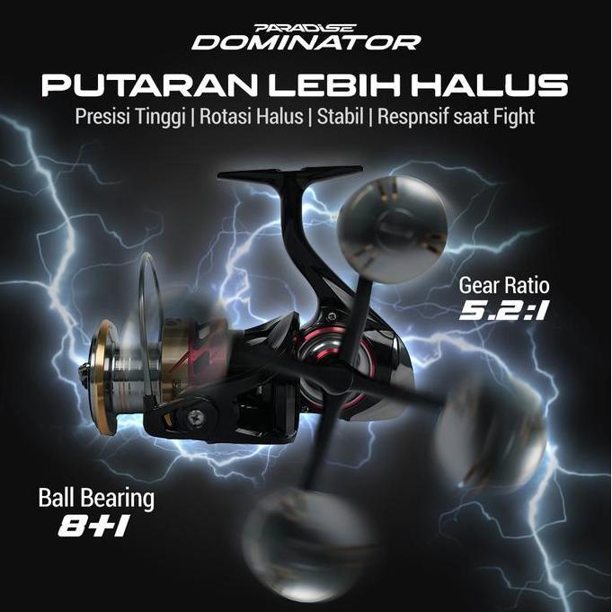 Reel Paradise Dominator Reel Pancing Power Handle Metal, Graphite Body Putaran Halus & Anti Karat Pu