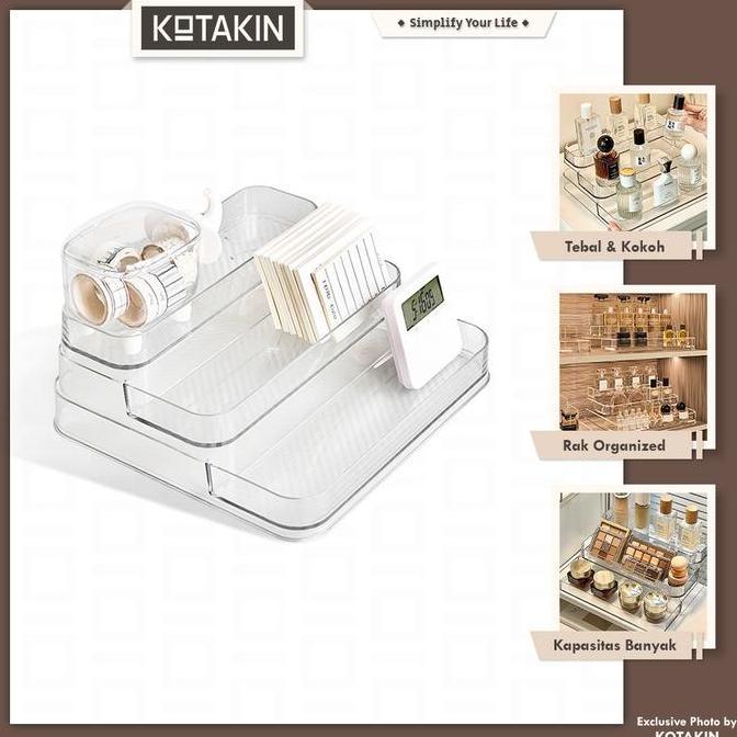 KOTAKIN Rak Akrilik 3 Tingkat Organizer Susun Make Up Skincare Parfum Kutek Nail Art Action Figure S