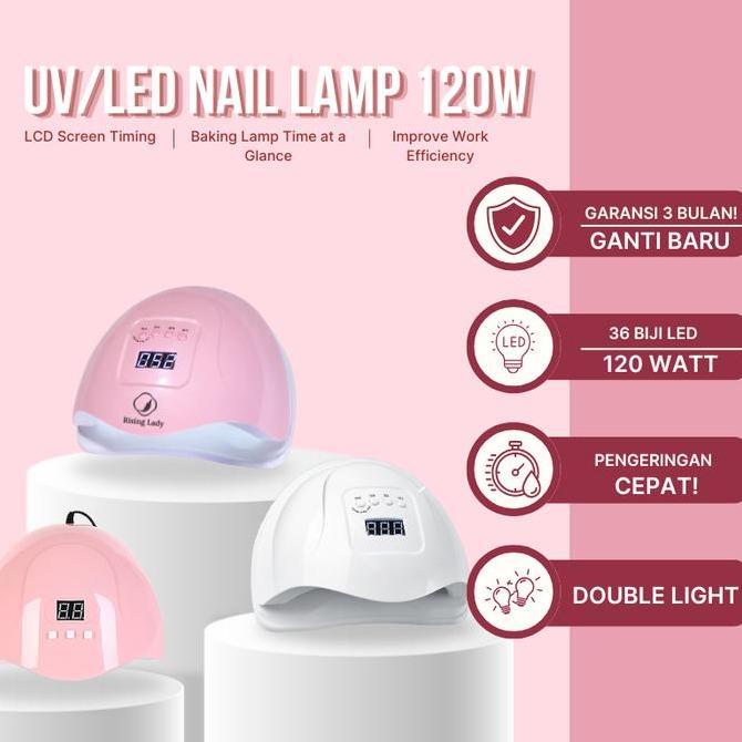 Lancar11- Rising Lady UV LED Nail Lamp 120Watt / Lampu UV Gel Nail Art 120Watt/54Watt / Lampu Penger