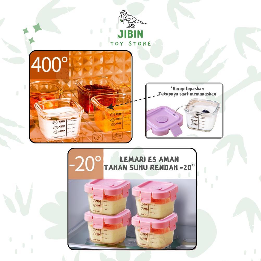 BIG PROMO [ JIBIN ] TEMPAT MPASI KACA 3PCS WADAH MPASI KACA WADAH MPASI TAHAN PANAS BPA FREE FOOD CO