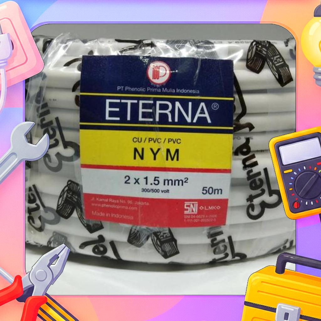 Kabel Eterna 2X1,5 50 Meter/Kabel Kawat Eterna Nym 2X1,5 50 Meter
