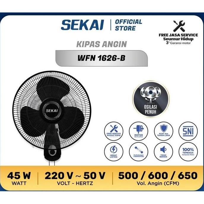 SEKAI Kipas Angin Wall Fan 16" - WFN 1626 WFN1626