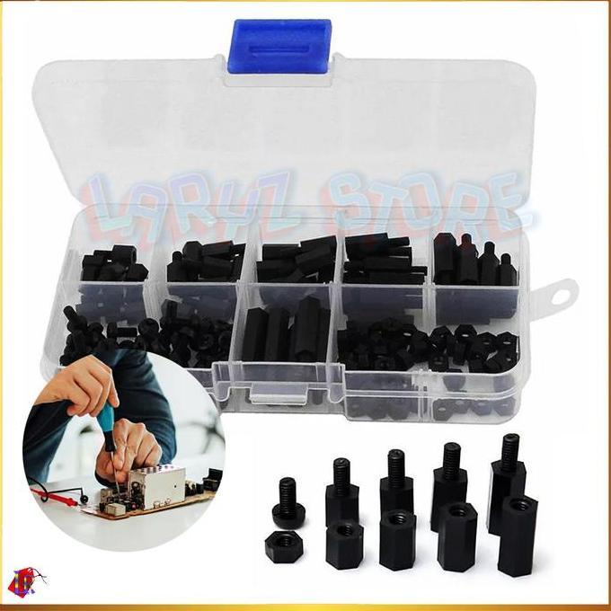 Spacer Tiang Kaki Baut Mur Nut PCB M3 12 14 16 18 21 26 mm Sekrup Plastik Nylon Stand Off Screw 180 