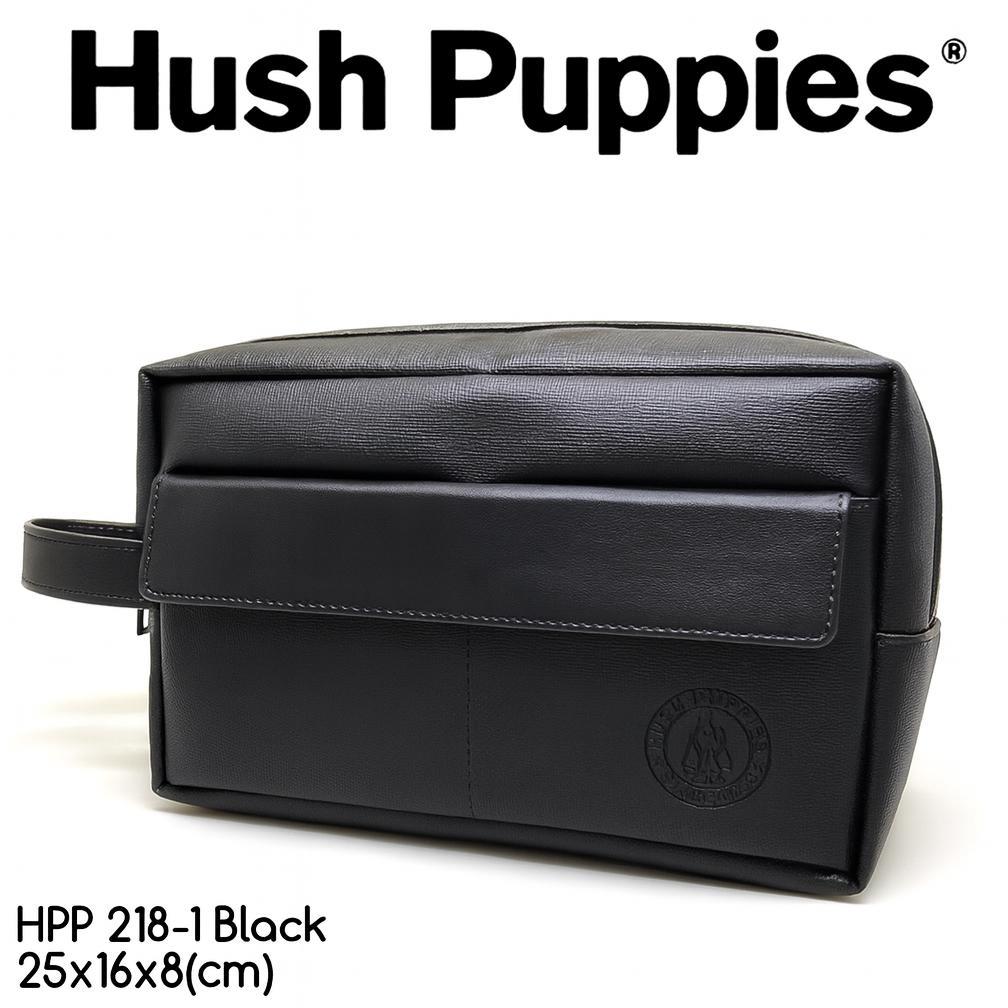 original` tas clutch pria hush puppies black 218 waterproof | pouch handbag harian atau travel | org