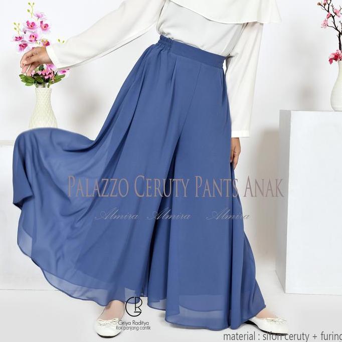 Kulot Anak Perempuan Tanggung 6 8 10 12 tahun Panjang Model Payung Lebar Palazzo Sifon Ceruty Pants 