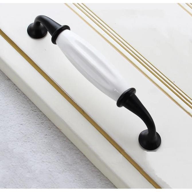 Haziksport - Handle Keramik Hitam Classic Antique Tarikan Lemari Laci Matte