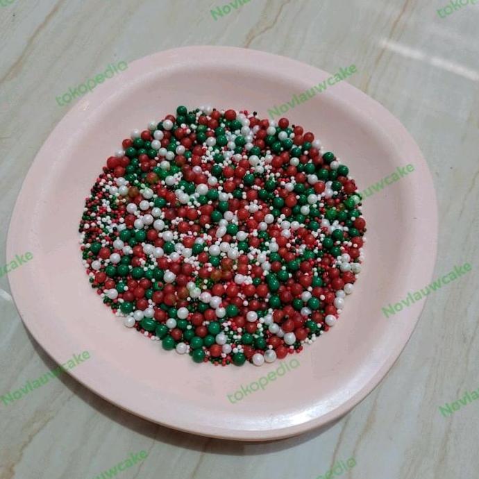 Grosir Sprinkle Sugar Pearl Warna Christmas Hiasan Kue/Cupcake Natal 3 Warna