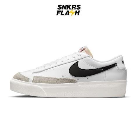 Sepatu Sneakers Wanita NIKE BLAZER LOW PLATFORM WHITE BLACK - DJ0292101