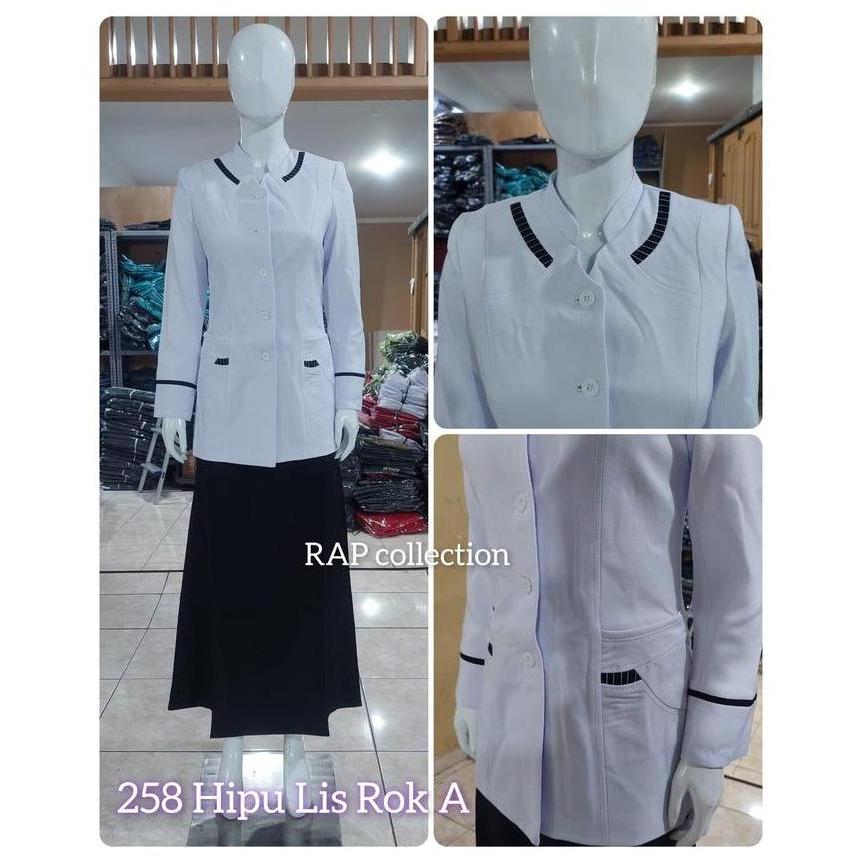 Blazer Hitam Putih Lis, Blazer Guru, seragam kerja