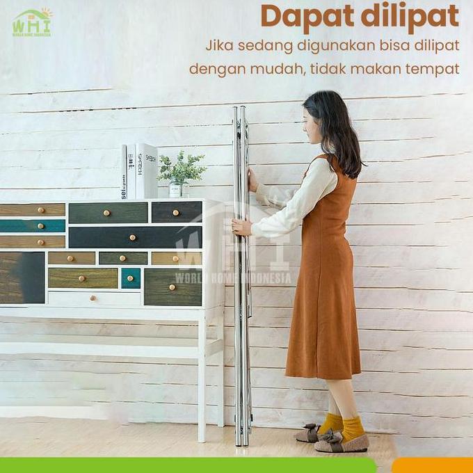 WORLDHOME - Jemuran Baju Lipat Stainless Steel Jemuran Pakaian Tempat Jemuran Baju