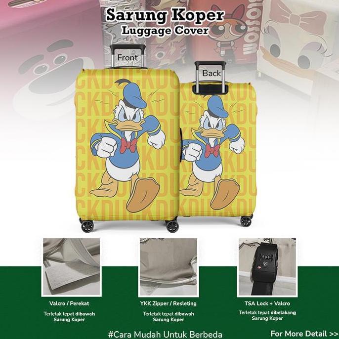 Disney Donald Duck 09 Sarung Koper Luggage Cover 20-32 Inch Bahan Aglatex OEKO-TEX Sertifikat Perlin