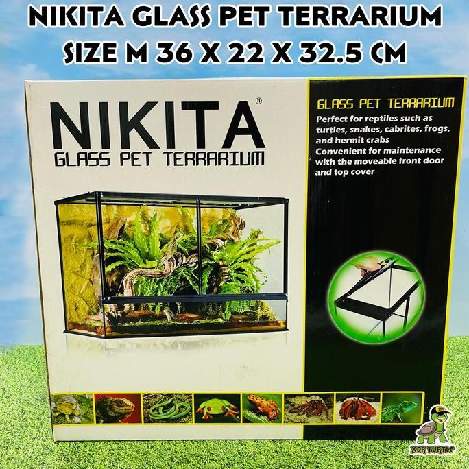 NIKITA GLASS TERRARIUM SIZE S KANDANG TORTO KADAL PANANA SKINK ULAR