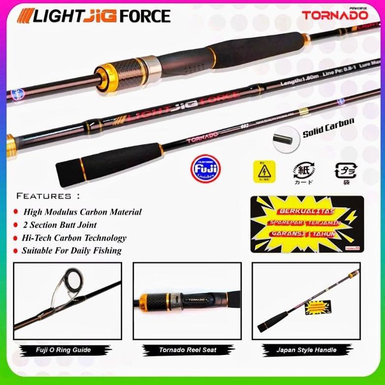 READYGan- Joran Jigging TORNADO LIGHT JIG FORCE 165CM - 180CM Bahan Solid Carbon Ringan Ring Fuji Ku