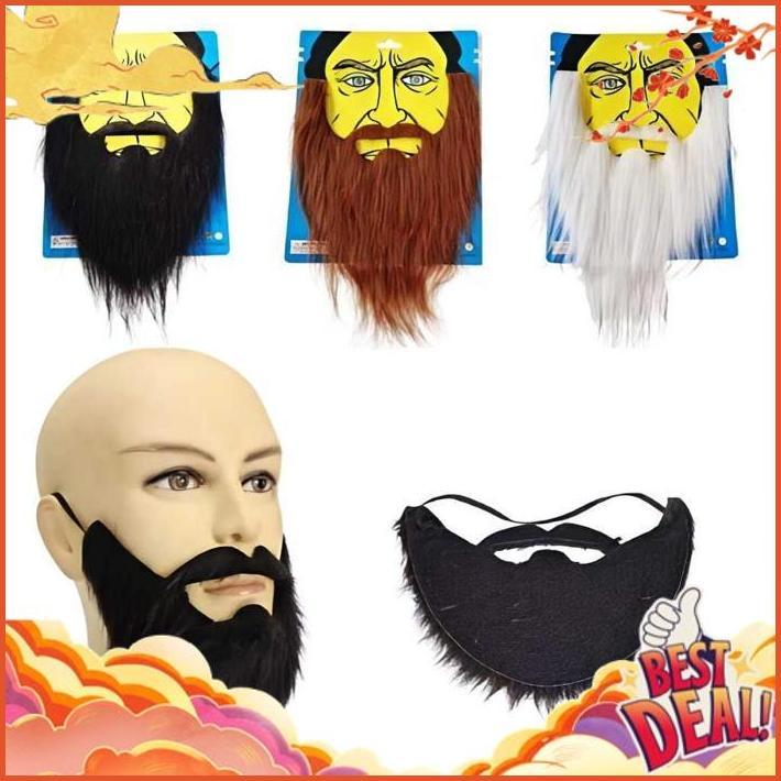 TERBAIK TODAY Jenggot Palsu Warna Hitam Coklat Putih Kostum Cosplay Drama dan Pesta