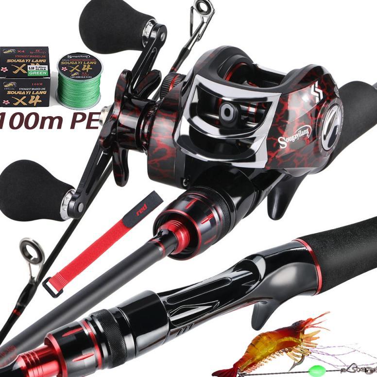 READYGan- Sougayilang joran pancing 1.8/2.1m 2 Bagian joran casting reel pancing 19BB 7.2:1Rasio kec