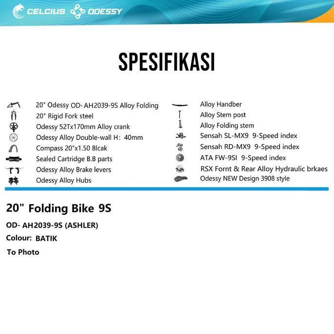 Terlaris Sepeda Lipat Odessy Ashler - 9 Speed